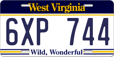 WV license plate 6XP744