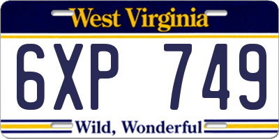 WV license plate 6XP749