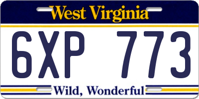 WV license plate 6XP773