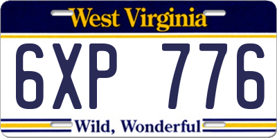 WV license plate 6XP776