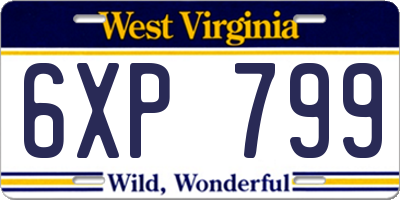 WV license plate 6XP799