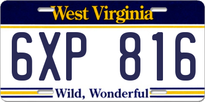 WV license plate 6XP816