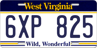 WV license plate 6XP825
