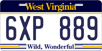 WV license plate 6XP889
