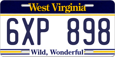 WV license plate 6XP898