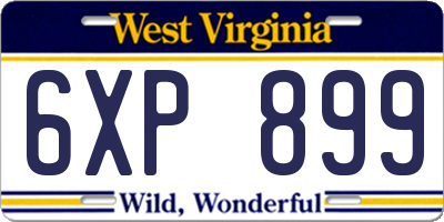 WV license plate 6XP899