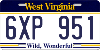 WV license plate 6XP951