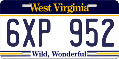 WV license plate 6XP952