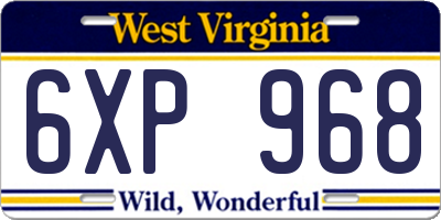WV license plate 6XP968