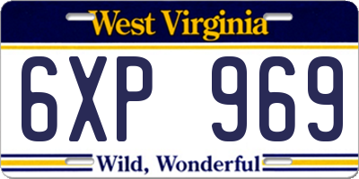 WV license plate 6XP969