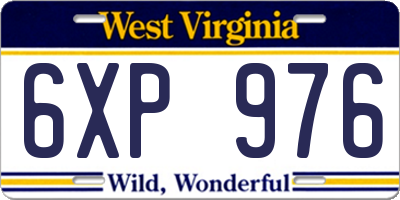 WV license plate 6XP976