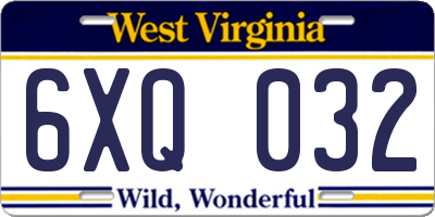 WV license plate 6XQ032