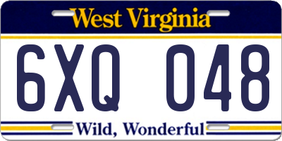 WV license plate 6XQ048