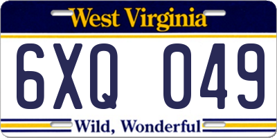 WV license plate 6XQ049