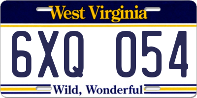 WV license plate 6XQ054