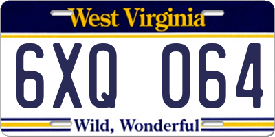 WV license plate 6XQ064