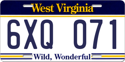 WV license plate 6XQ071
