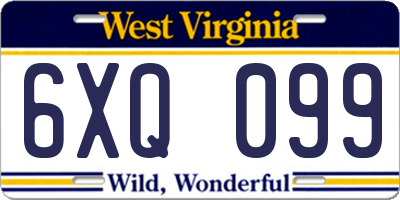 WV license plate 6XQ099