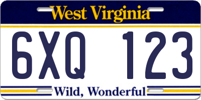 WV license plate 6XQ123