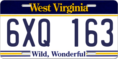 WV license plate 6XQ163