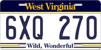 WV license plate 6XQ270