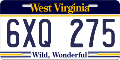 WV license plate 6XQ275