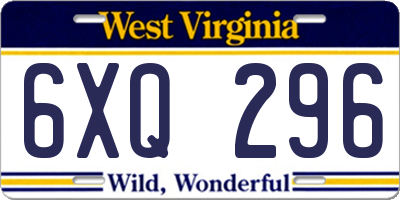 WV license plate 6XQ296