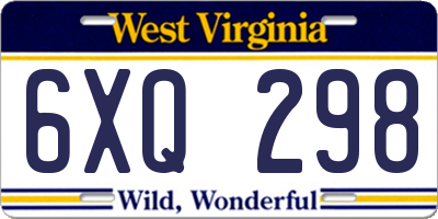 WV license plate 6XQ298