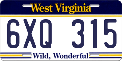 WV license plate 6XQ315