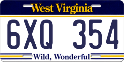 WV license plate 6XQ354