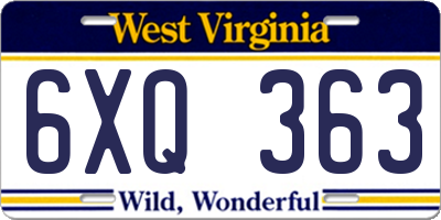 WV license plate 6XQ363