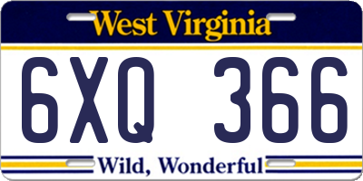 WV license plate 6XQ366