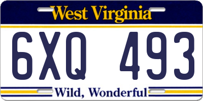 WV license plate 6XQ493