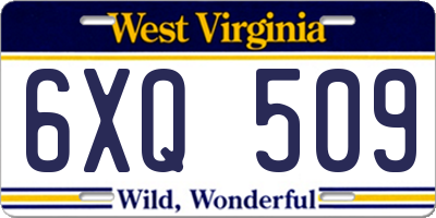 WV license plate 6XQ509