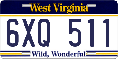 WV license plate 6XQ511