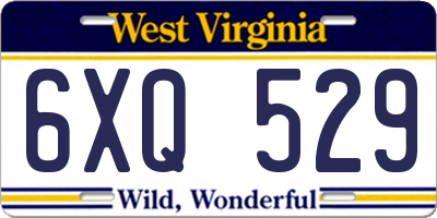 WV license plate 6XQ529