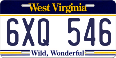 WV license plate 6XQ546
