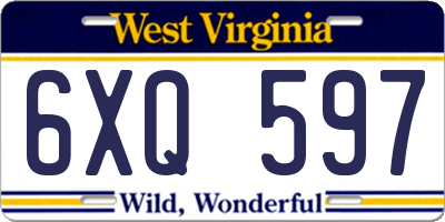 WV license plate 6XQ597