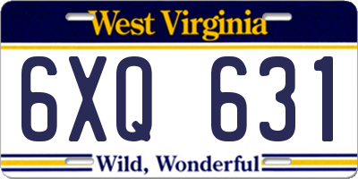 WV license plate 6XQ631