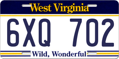 WV license plate 6XQ702