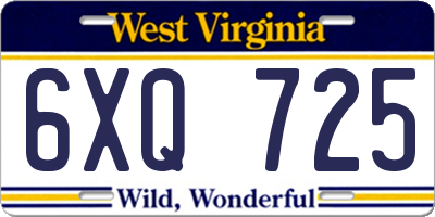WV license plate 6XQ725