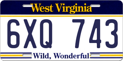 WV license plate 6XQ743