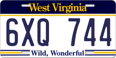 WV license plate 6XQ744
