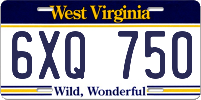 WV license plate 6XQ750