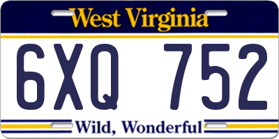 WV license plate 6XQ752