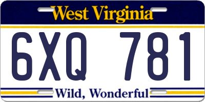WV license plate 6XQ781