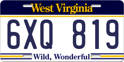 WV license plate 6XQ819