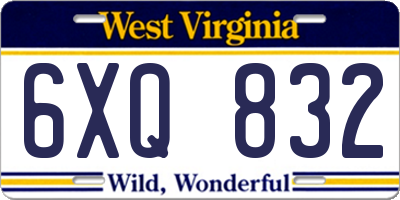 WV license plate 6XQ832