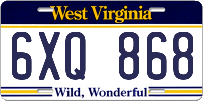 WV license plate 6XQ868
