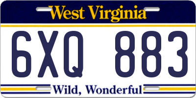 WV license plate 6XQ883
